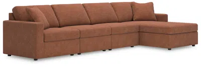 Ashley Modmax Next-gen Nuvella™ Performance Fabric 4-piece Sectional With Chaise In Spice