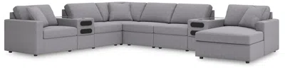 Ashley Modmax Next-gen Nuvella™ Performance Fabric 8-piece Sectional With Audio System And Chaise In Granite
