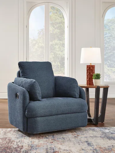 Ashley Modmax Next-gen Nuvella™ Performance Fabric Swivel Glider Recliner In Ink