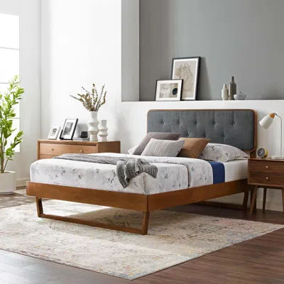 Ashley Modway Bridgette Full Platform Bed With Angular Frame In Walnut/charcoal