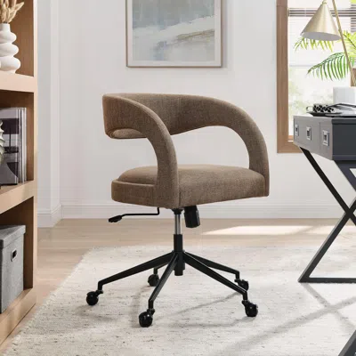 Ashley Modway Pinnacle Upholstered Home Office Desk Chair In Mocha