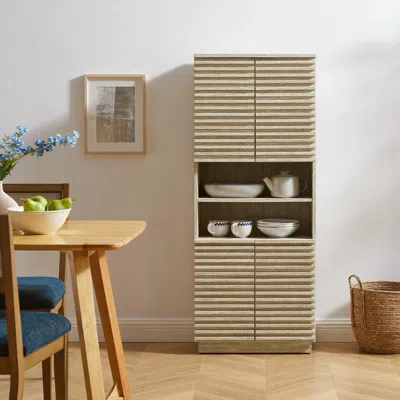 Ashley Modway Render Wide Linen Storage Cabinet In Travertine