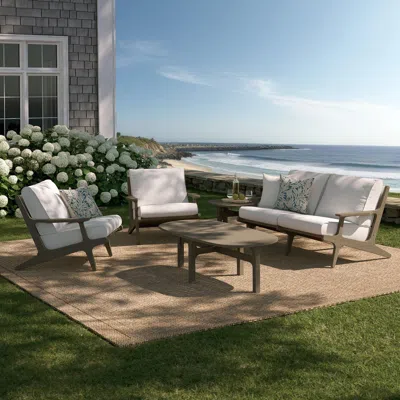 Ashley Modway Saratoga Outdoor Conversation Set In Weathered Gray/white