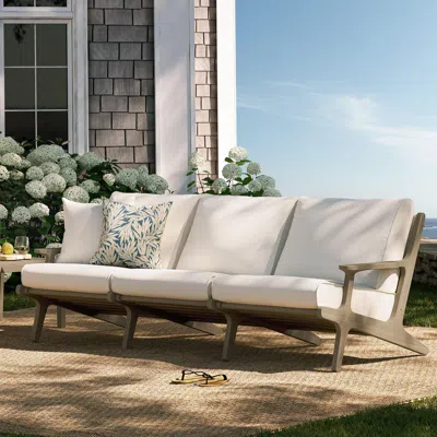 Ashley Modway Saratoga Outdoor Sofa In Weathered Gray/white