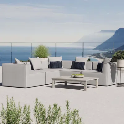 Ashley Modway Saybrook 5-piece Outdoor Sectional With Cushions In Gray