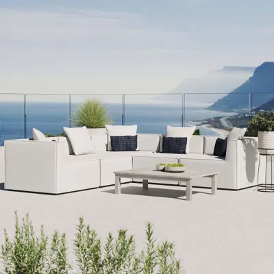 Ashley Modway Saybrook 5-piece Outdoor Sectional With Cushions In White