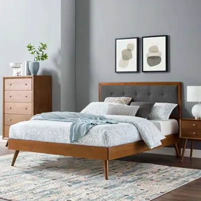 Ashley Modway Willow Queen Platform Bed With Splayed Legs In Walnut/charcoal