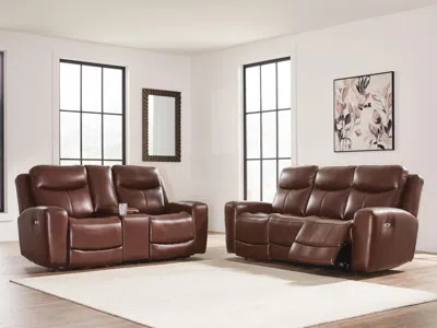 Ashley Momentum Moves Sofa And Loveseat In Mahogany