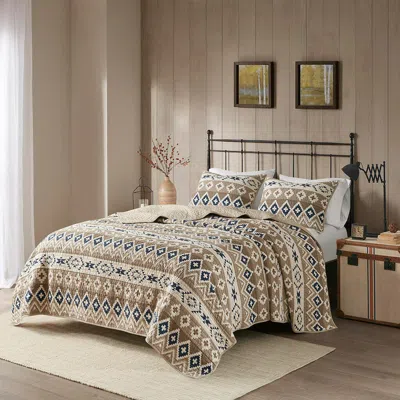 Ashley Montana King/california King Printed Oversized Quilt Mini Set In Tan