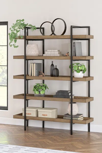 Ashley Montia 76" Bookcase In Light Brown