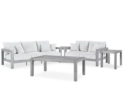 Ashley Moonlight View Outdoor Sofa And Loveseat With Coffee Table 2 End Tables In Gray