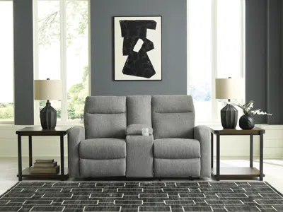 Ashley Moreau Place Manual Reclining Loveseat With Console In Sterling