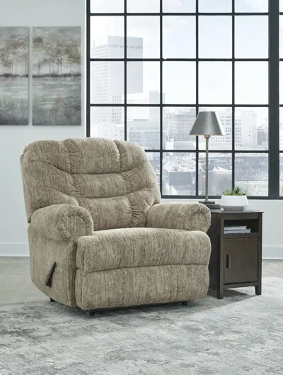 Ashley Movie Man Oversized Manual Recliner In Taupe