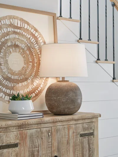 Ashley Neavesboro Table Lamp In Antique Brown/white