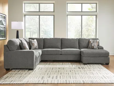 Ashley Newellen 3-piece Sleeper Sectional With Chaise In Greystone