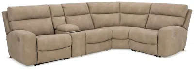 Ashley Next-gen Durapella 5-piece Performance Fabric Dual Power Reclining Modular Sectional With Console In Sand