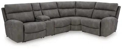 Ashley Next-gen Durapella 5-piece Performance Fabric Dual Power Reclining Modular Sectional With Console In Slate