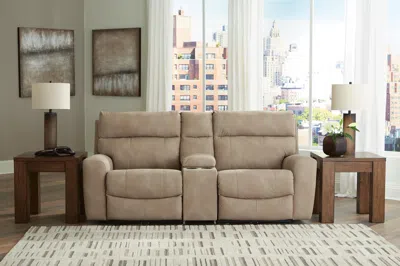 Ashley Next-gen Durapella Performance Fabric 3-piece Dual Power Reclining Modular Loveseat With Console In Sand