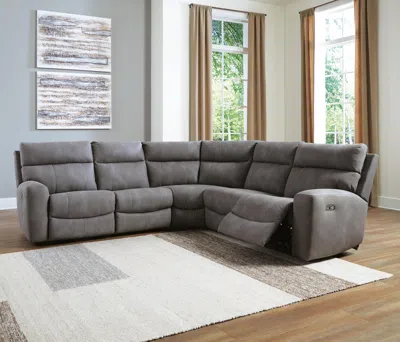 Ashley Next-gen Durapella Performance Fabric 5-piece Dual Power Reclining Modular Sectional In Slate