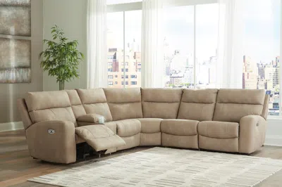 Ashley Next-gen Durapella Performance Fabric 6-piece Dual Power Reclining Modular Sectional With Console In Sand