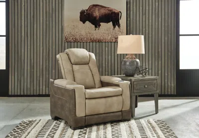 Ashley Next-gen Durapella Performance Fabric Dual Power Recliner In Sand
