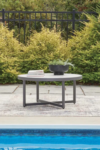 Ashley North Island Outdoor Coffee Table In Gray
