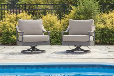 Ashley North Island Outdoor Swivel Lounge Chair In Gray