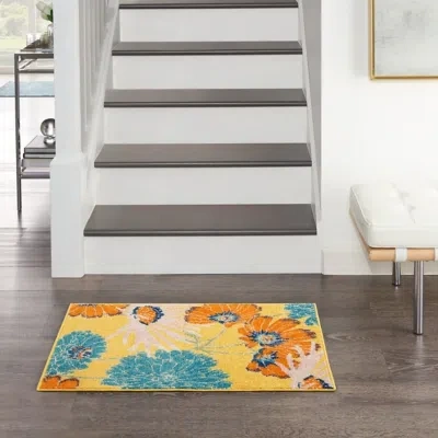 Ashley Nourison Allur 2' X 3' Botanical Accent Rug In Yellow