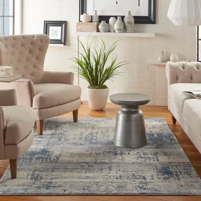 Ashley Nourison Blue And Gray 4'x6' Abstract Area Rug In Ivory/blue