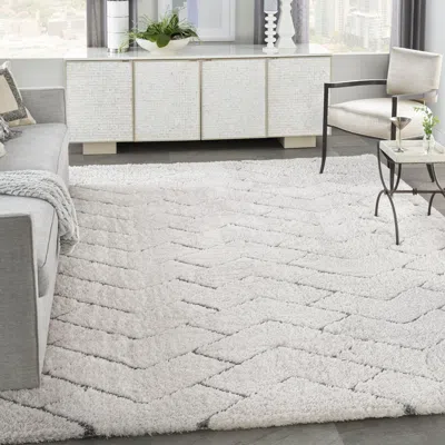 Ashley Nourison Dreamy Shag 7'10" X 9'10" Ivory/grey Indoor Rug In Ivory/gray