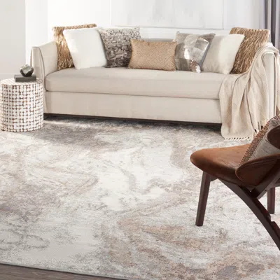 Ashley Nourison Home Elation 7'10" X 9'10" Ivory Grey Modern Indoor Rug In Cream