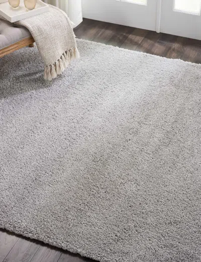 Ashley Nourison Home Malibu Shag 3'11" X 5'11" Dark Grey Indoor Rug In Silver Gray