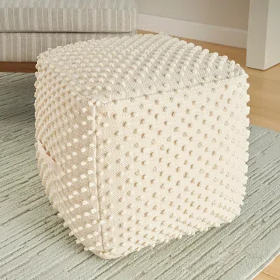 Ashley Nourison Home Outdoor Pouf In Ivory