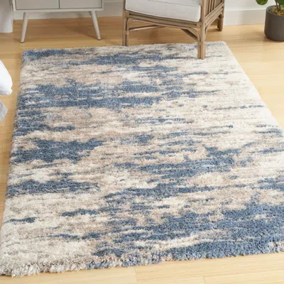 Ashley Nourison Home Paintbrush Dreamy Shag Rug In Light Blue Gray