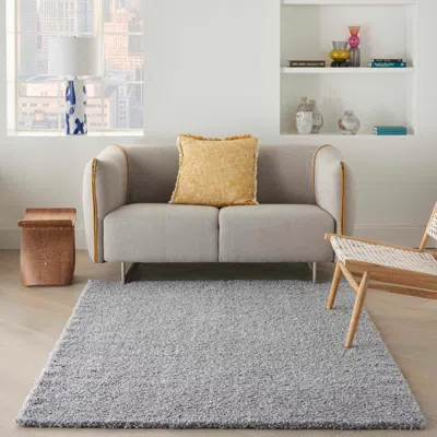 Ashley Nourison Home Shangri-la 5' X 7' Lt Grey Shag Indoor Rug In Light Gray