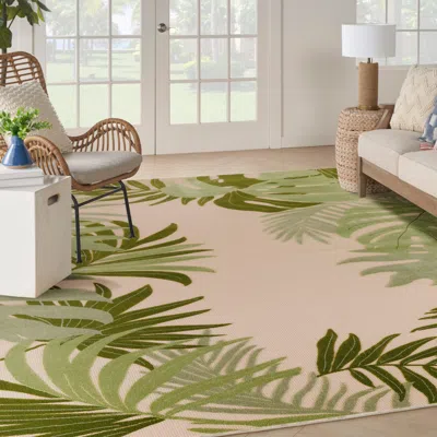 Ashley Nourison Home Splash 12' X 15' Large Palm Indoor/outdoor Area Rug In Ivory/green