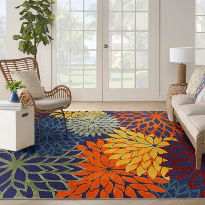 Ashley Nourison Home Splash 9' X 12' Dahlia Floral Indoor/outdoor Area Rug In Navy/multi