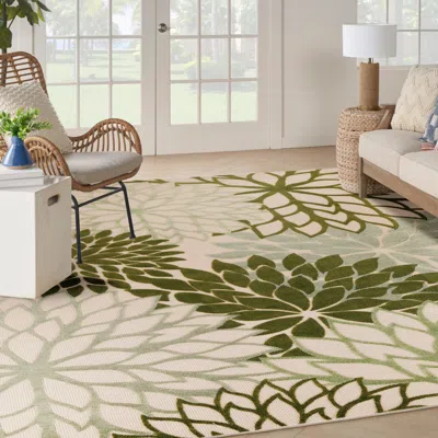 Ashley Nourison Home Splash Indoor/outdoor 7'10" X 10' Dahlia Floral Area Rug In Ivory/green