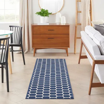 Ashley Nourison Home Twist Reversible Indoor/outdoor 2' X 6' Area Rug In Navy