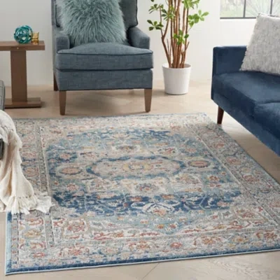 Ashley Nourison Quarry 3'9" X 5'9" Ivory Blue Vintage Indoor Rug