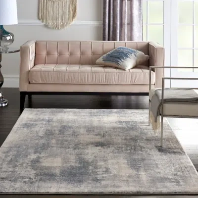 Ashley Nourison Slate Blue And Ivory 4'x6' Area Rug In Blue/ivory