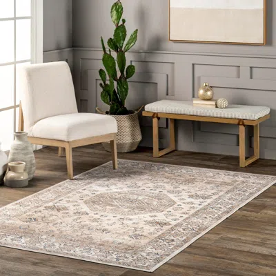 Ashley Nuloom Darby Persian Stain Resistant Machine Washable Area Rug In Beige