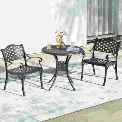 Ashley Nuu Garden 3-piece Outdoor Bistro Set In Black