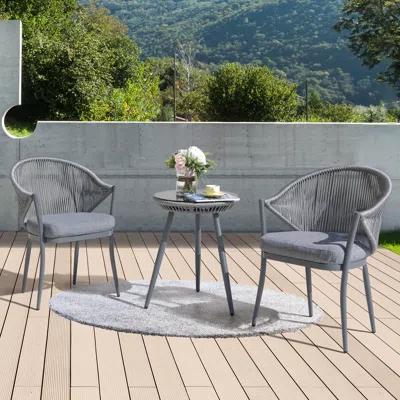 Ashley Nuu Garden 3-piece Outdoor Bistro Set In Gray