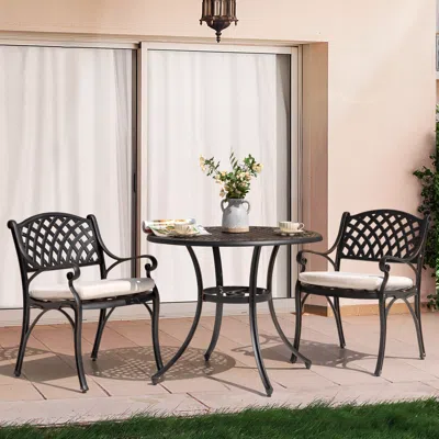 Ashley Nuu Garden 3-piece Outdoor Bistro Set In White/black
