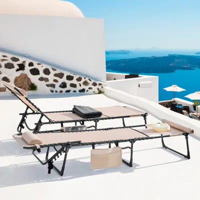 Ashley Nuu Garden Foldable Outdoor Chaise Lounge In Beige