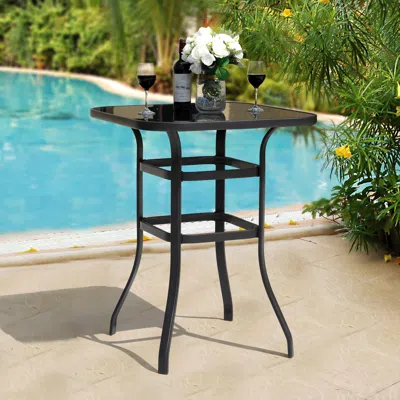 Ashley Nuu Garden Outdoor 32" Square Bar Table In Black