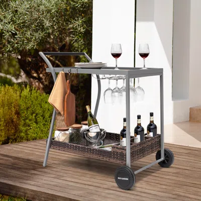 Ashley Nuu Garden Outdoor Bar Cart In Gray