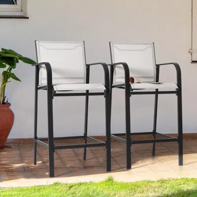 Ashley Nuu Garden Outdoor Bar Stools (set Of 2) In Gray