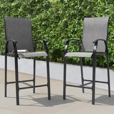 Ashley Nuu Garden Outdoor Bar Stools (set Of 2) In Gray